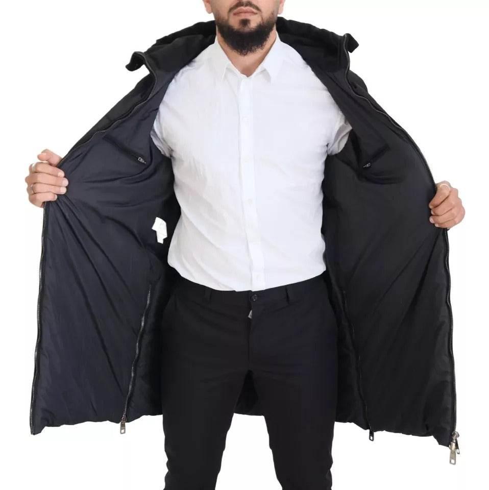 Dolce & Gabbana Black Nylon Hooded Parka Coat Winter Jacket - Hilstor