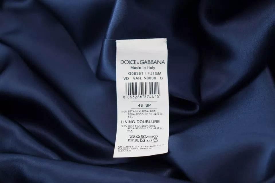 Dolce & Gabbana Blue Satin Silk Waist Belt Robe Jacket - Hilstor
