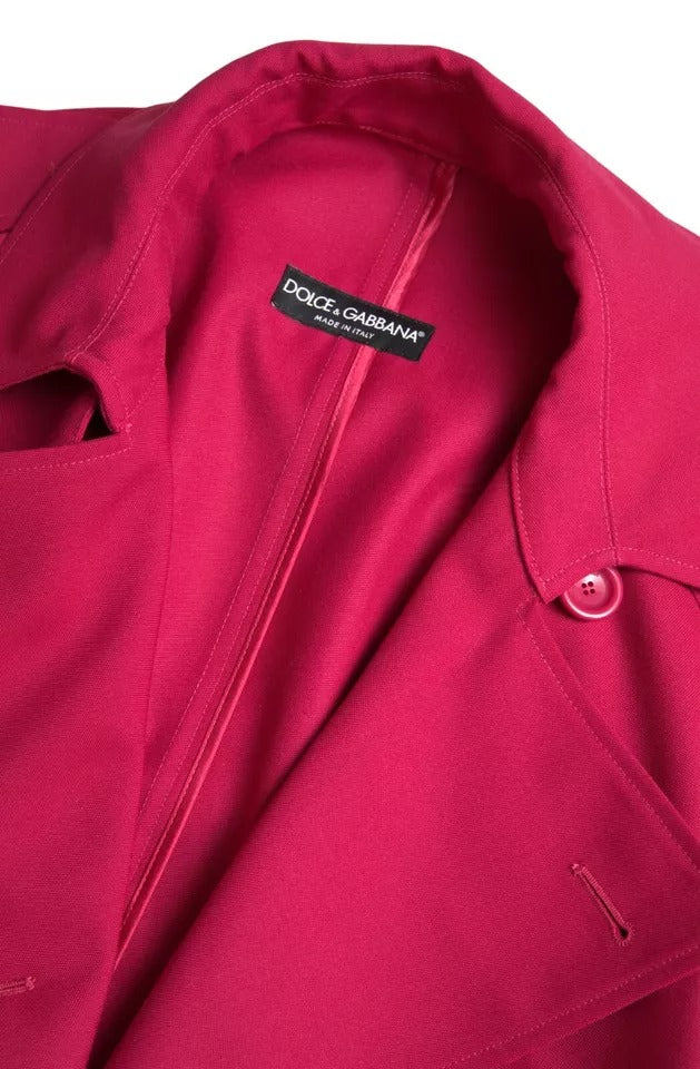 Dolce &amp; Gabbana mørk pink dobbeltradet trenchcoat-jakke