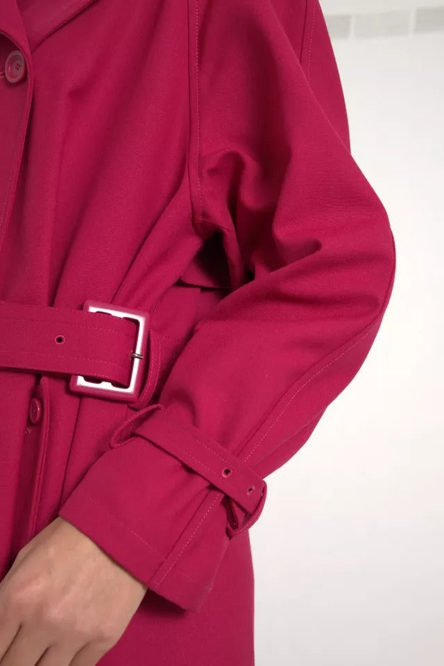 Dolce &amp; Gabbana mørk pink dobbeltradet trenchcoat-jakke