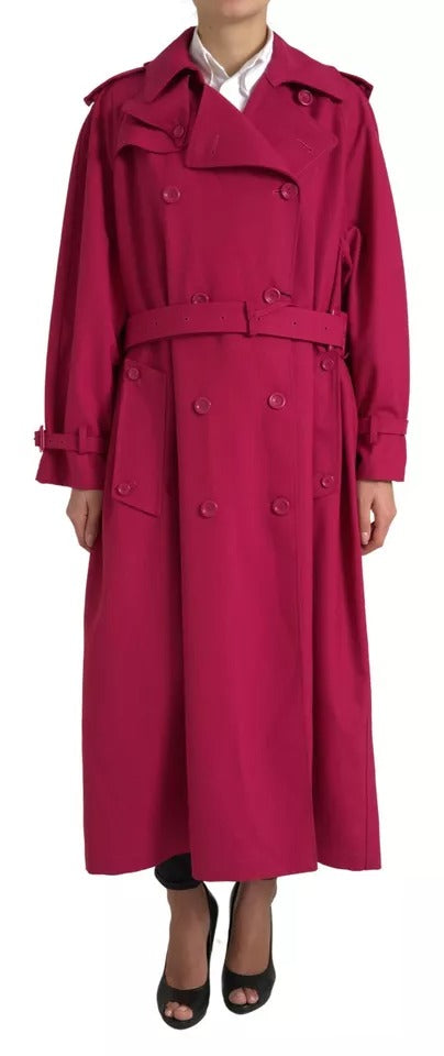 Dolce &amp; Gabbana mørk pink dobbeltradet trenchcoat-jakke