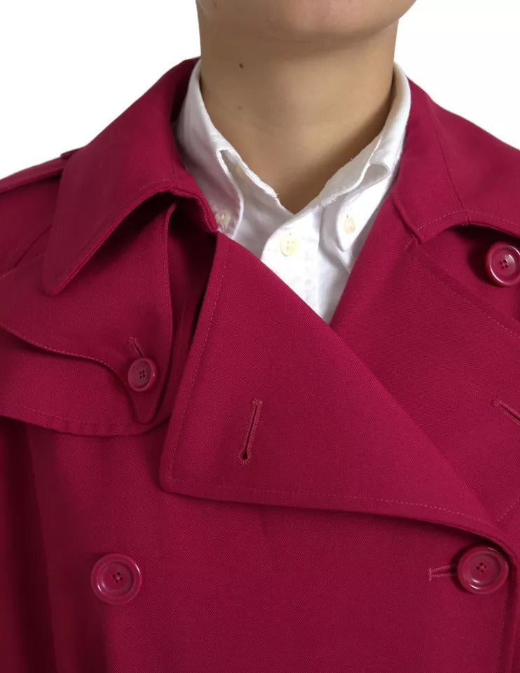 Dolce &amp; Gabbana mørk pink dobbeltradet trenchcoat-jakke
