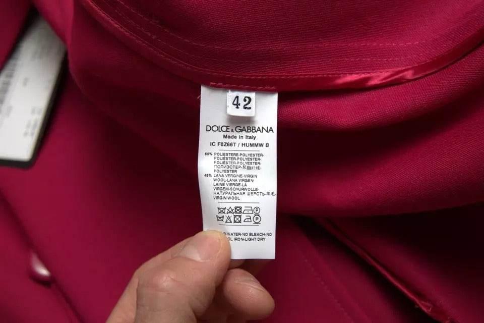 Dolce & Gabbana Dark Pink Double Breasted Trench Coat Jacket - Hilstor