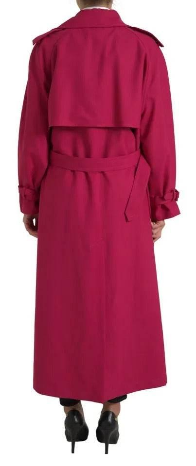 Dolce & Gabbana Dark Pink Double Breasted Trench Coat Jacket - Hilstor