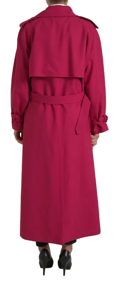 Dolce &amp; Gabbana mørk pink dobbeltradet trenchcoat-jakke