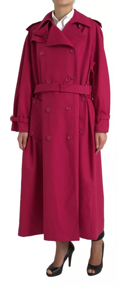 Dolce &amp; Gabbana mørk pink dobbeltradet trenchcoat-jakke