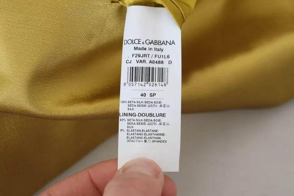 Dolce & Gabbana Gold Satin Long Sleeves Blazer Coat Jacket - Hilstor
