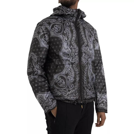 Dolce & Gabbana Gray Bandana Hooded Full Zip Bomber Jacket - Hilstor