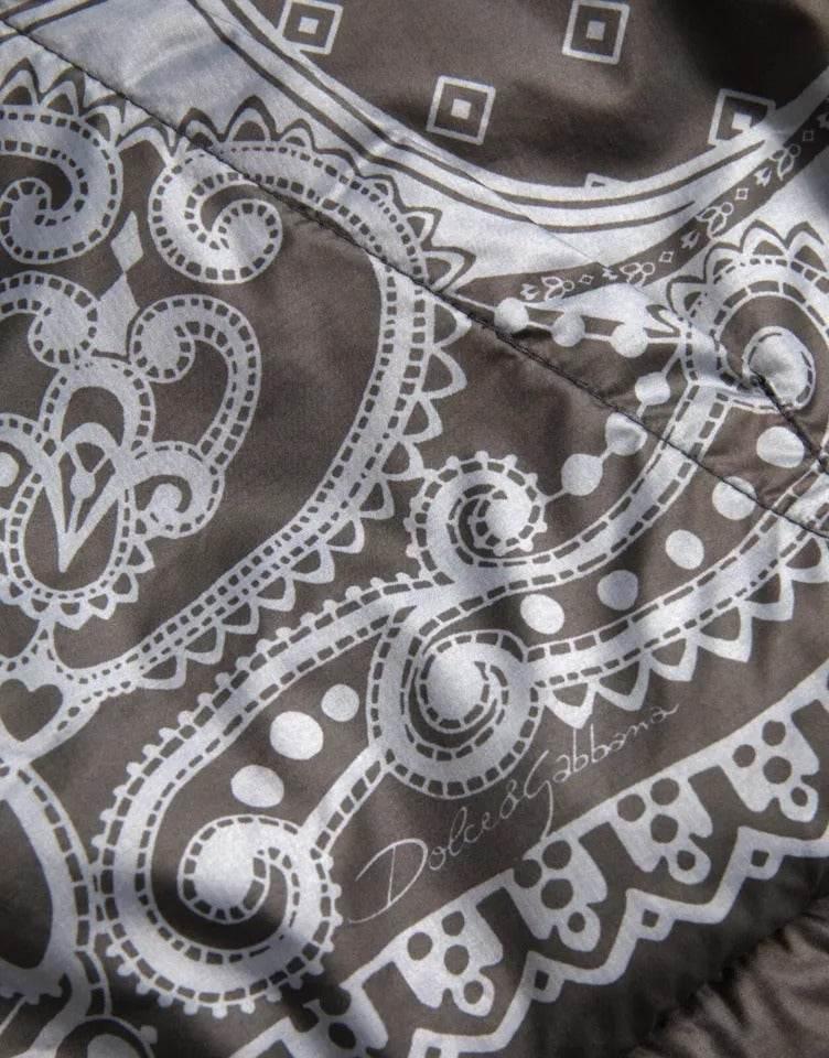 Dolce & Gabbana Gray Bandana Hooded Full Zip Bomber Jacket - Hilstor