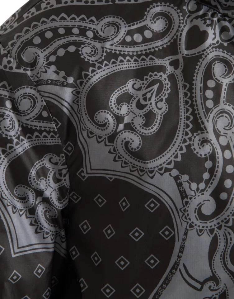 Dolce & Gabbana Gray Bandana Hooded Full Zip Bomber Jacket - Hilstor