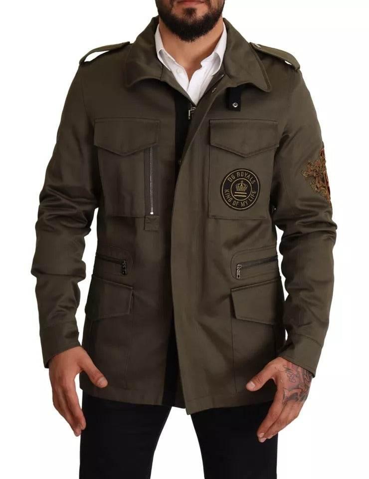 Dolce & Gabbana Green Cotton DG Love Blouson Coat Jacket - Hilstor