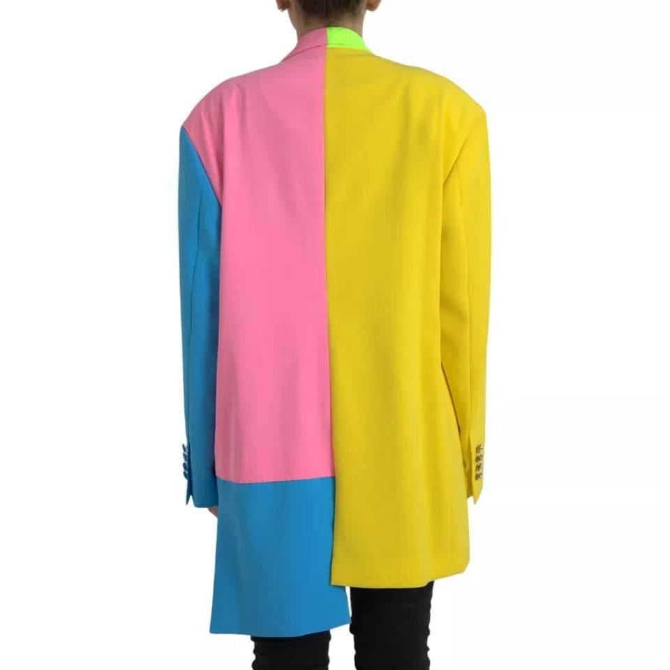 Dolce & Gabbana Multicolor Patchwork Peak Lapel Coat Jacket - Hilstor