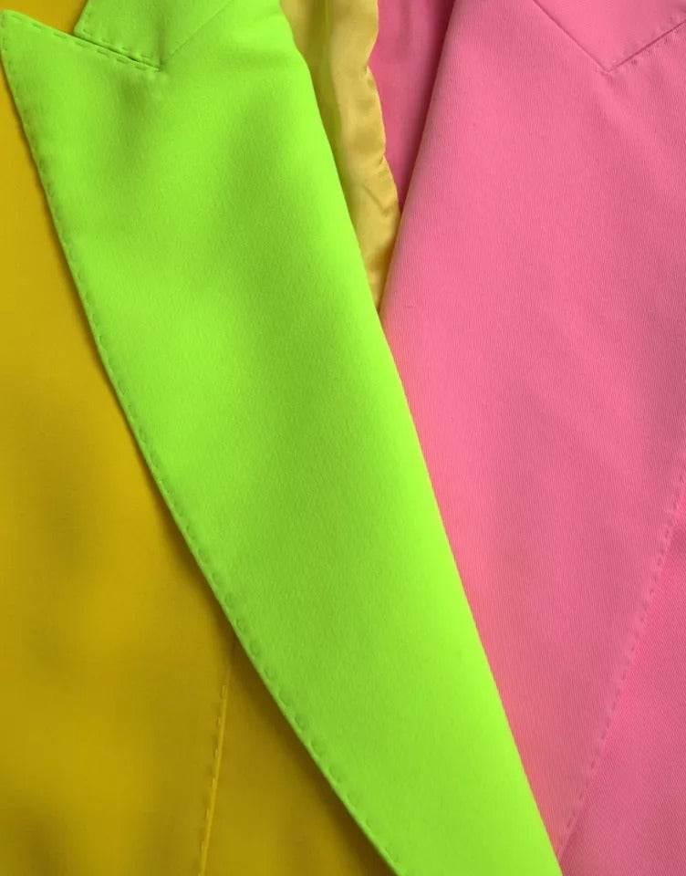 Dolce & Gabbana Multicolor Patchwork Peak Lapel Coat Jacket - Hilstor