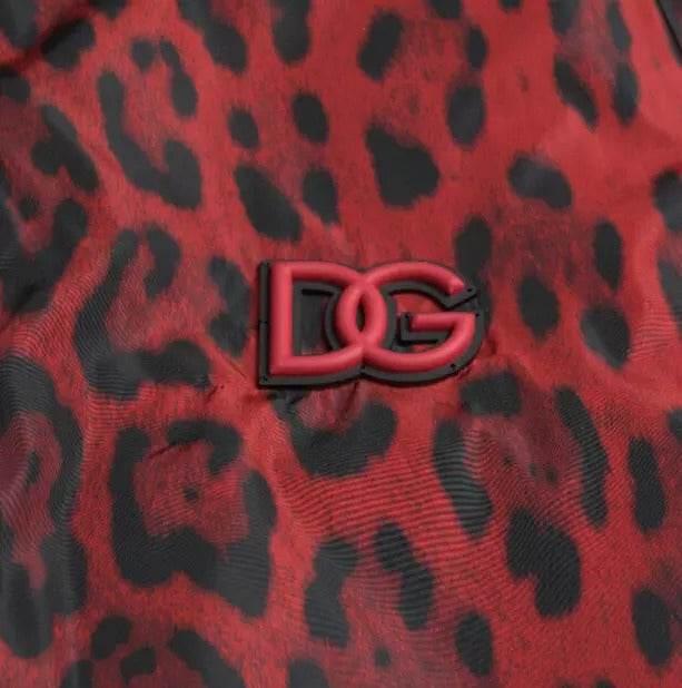 Dolce & Gabbana Red Leopard Bomber Short Coat Jacket - Hilstor