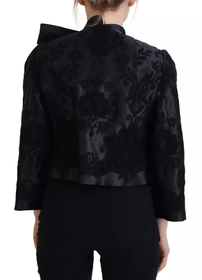 Dolce &amp; Gabbana Svart Spets Transparent Korsett Organza Sidenjacka