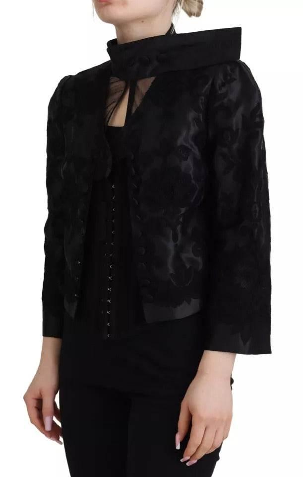 Dolce & Gabbana Black Lace Sheer Corset Organza Silk Jacket - Hilstor