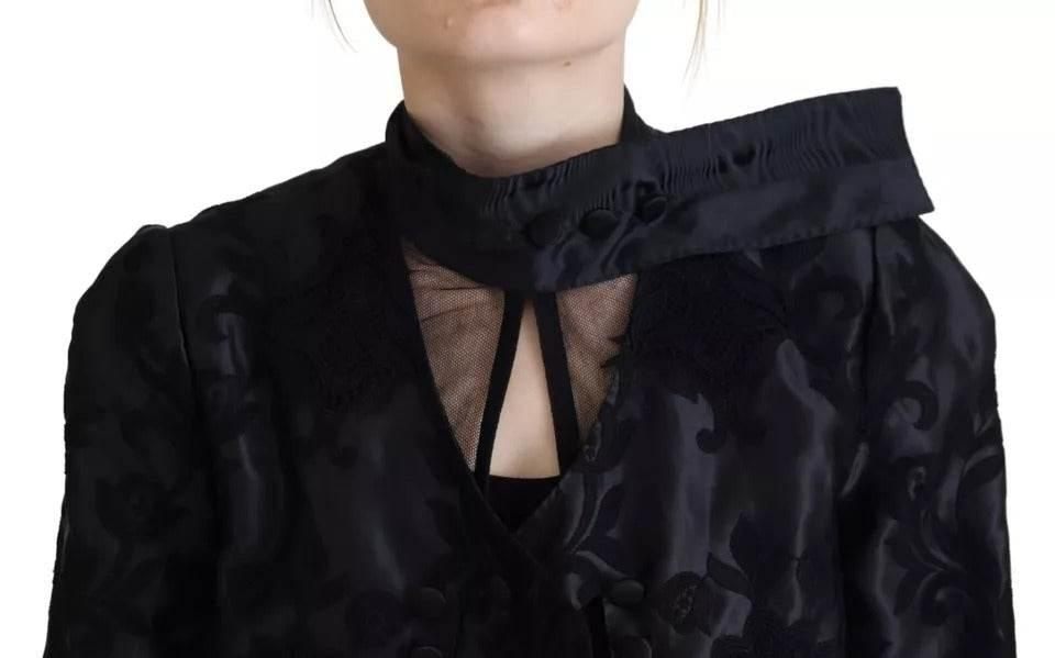 Dolce & Gabbana Black Lace Sheer Corset Organza Silk Jacket - Hilstor