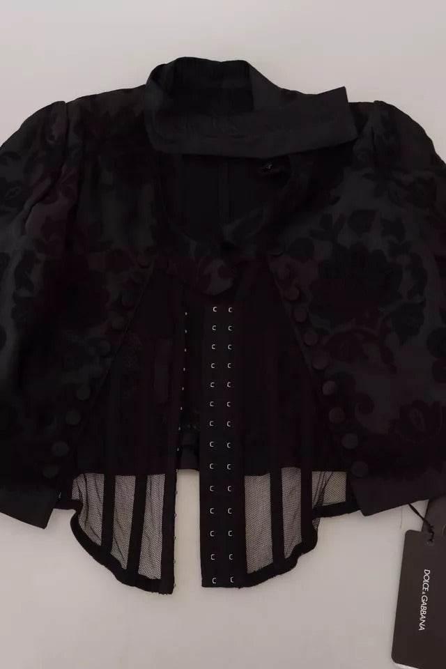 Dolce & Gabbana Black Lace Sheer Corset Organza Silk Jacket - Hilstor