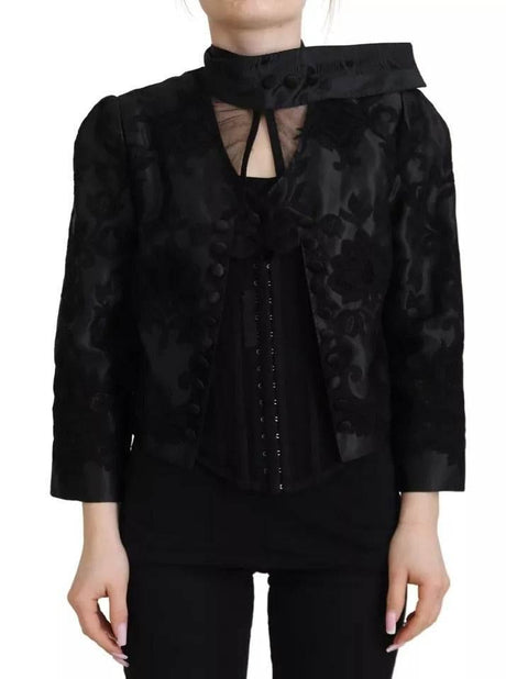 Dolce & Gabbana Black Lace Sheer Corset Organza Silk Jacket - Hilstor