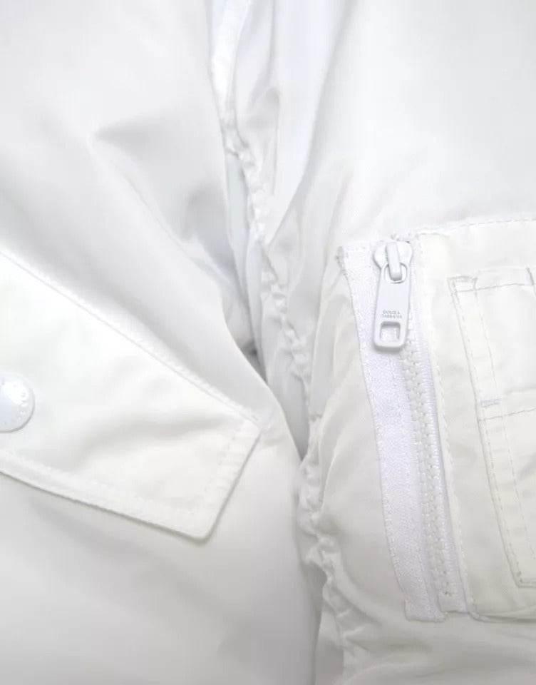 Dolce & Gabbana White Bomber Long Sleeves Full Zip Jacket - Hilstor