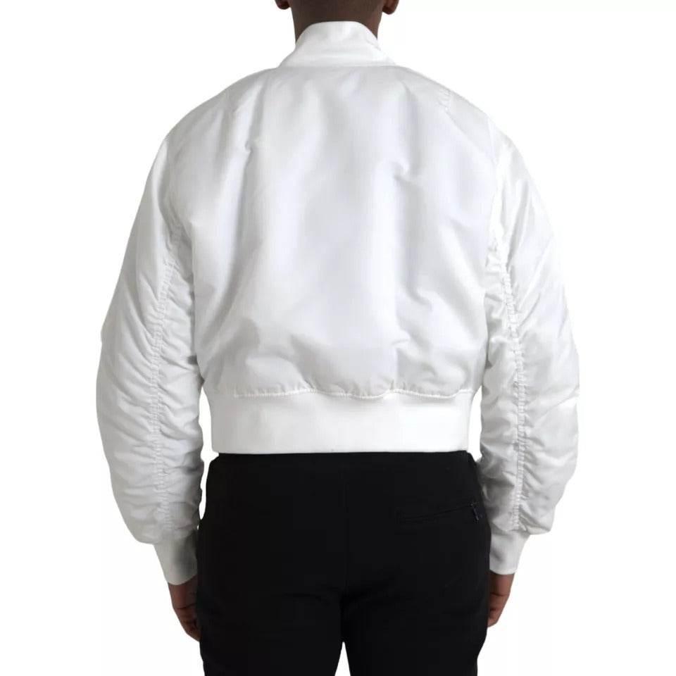 Dolce & Gabbana White Bomber Long Sleeves Full Zip Jacket - Hilstor