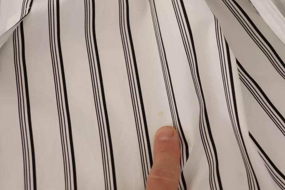 Dolce & Gabbana White Striped Cotton Robe Coat Wrap Jacket - Hilstor