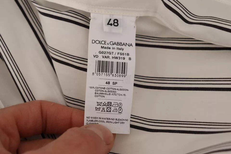 Dolce &amp; Gabbana hvid stribet bomulds kappe omslagsjakke