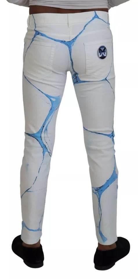 Dolce & Gabbana White Blue Cotton Skinny Denim Jeans - Hilstor