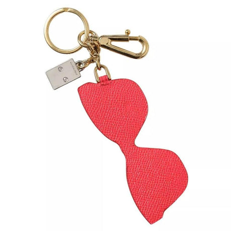 Dolce & Gabbana Red Leather Crystal Sunglasses Gold Metal Keyring Keychain - Hilstor