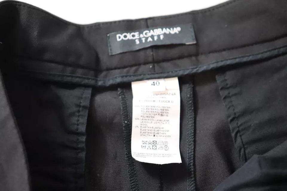 Dolce & Gabbana Black High Waist Tapered Trouser Pants - Hilstor