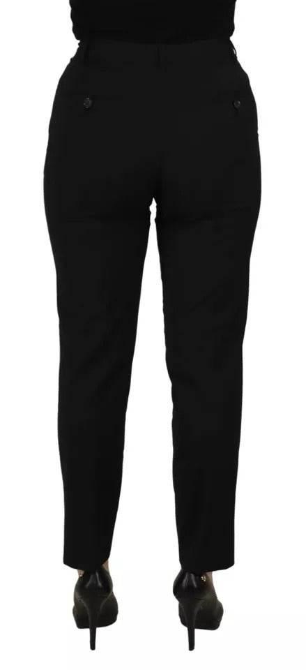 Dolce & Gabbana Black High Waist Tapered Trouser Pants - Hilstor