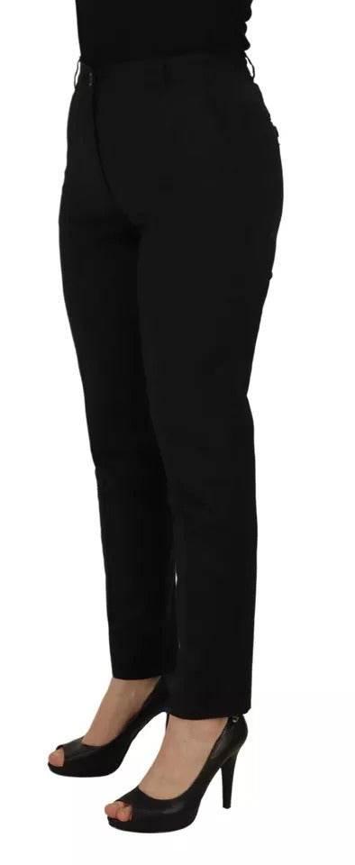 Dolce & Gabbana Black High Waist Tapered Trouser Pants - Hilstor