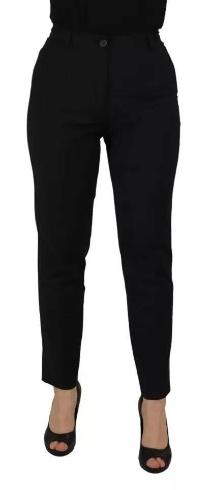 Dolce & Gabbana Black High Waist Tapered Trouser Pants - Hilstor
