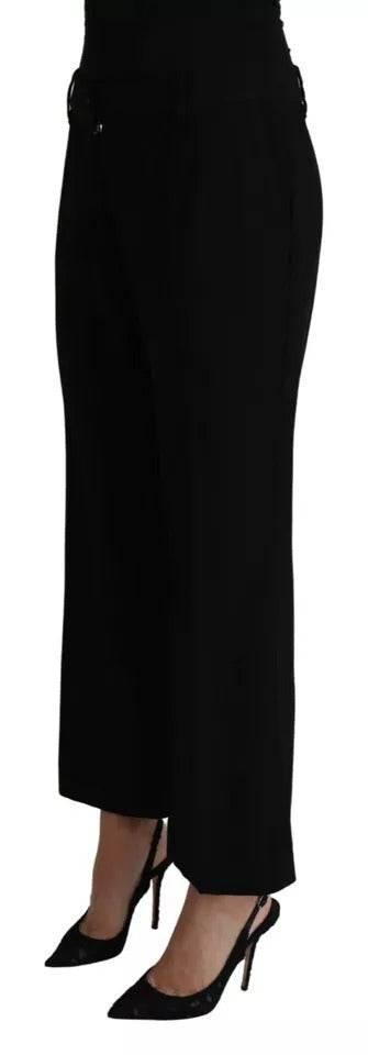 Dolce & Gabbana Black Wool Stretch Cropped Capri Trouser Pants - Hilstor
