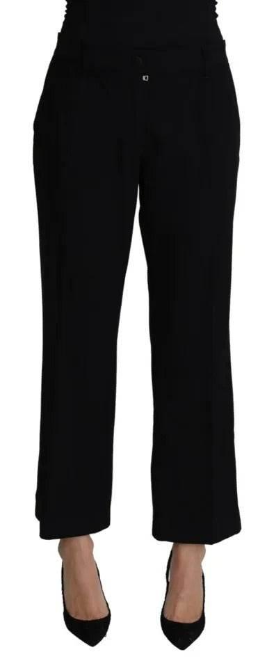 Dolce & Gabbana Black Wool Stretch Cropped Capri Trouser Pants - Hilstor