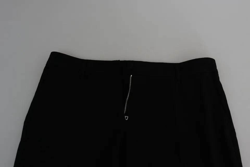 Dolce & Gabbana Black Wool Stretch Cropped Capri Trouser Pants - Hilstor