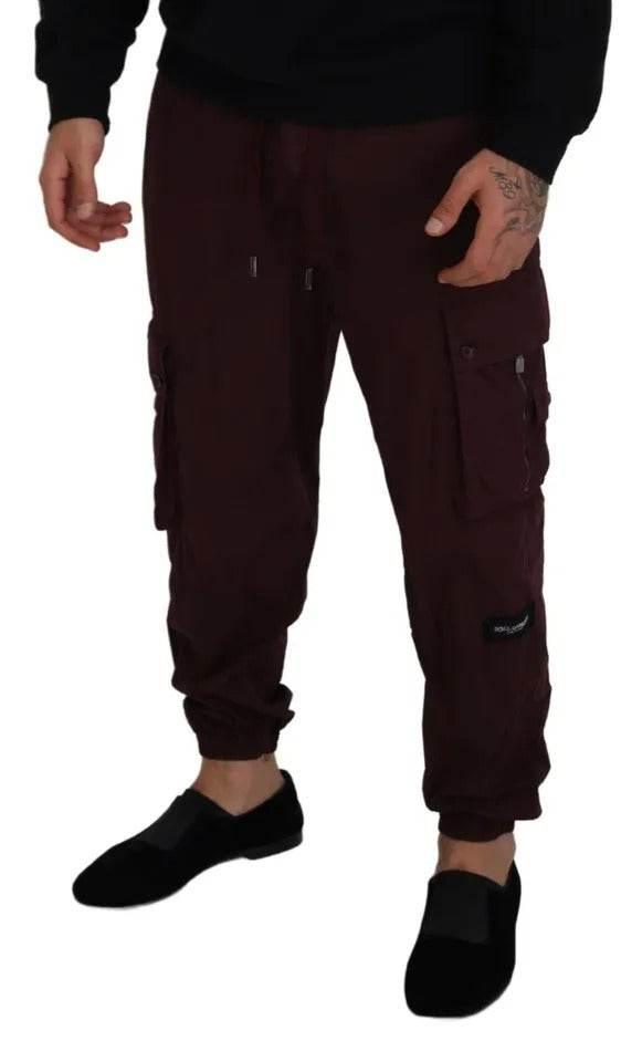 Dolce & Gabbana Bordeaux Cargo Jogger Trouser Cotton Pants - Hilstor