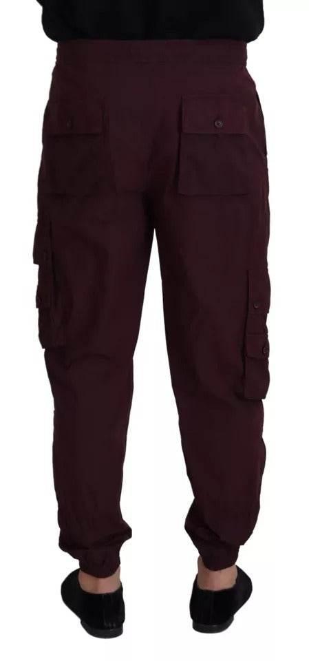 Dolce & Gabbana Bordeaux Cargo Jogger Trouser Cotton Pants - Hilstor