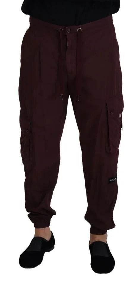 Dolce & Gabbana Bordeaux Cargo Jogger Trouser Cotton Pants - Hilstor