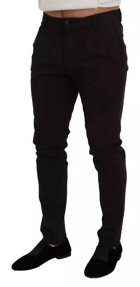 Dolce & Gabbana Brown Skinny Men Cotton Stretch Pants - Hilstor