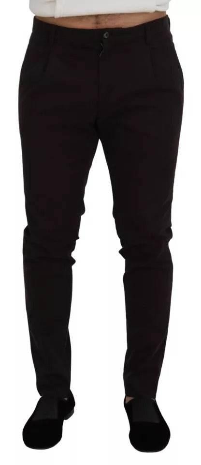 Dolce & Gabbana Brown Skinny Men Cotton Stretch Pants - Hilstor