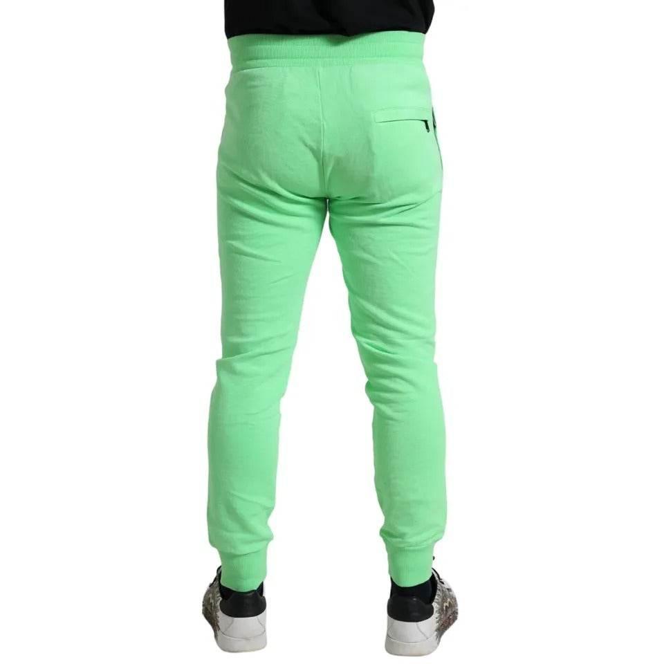 Dolce & Gabbana Neon Green Cotton Stretch Jogger Sweatpants Pants - Hilstor