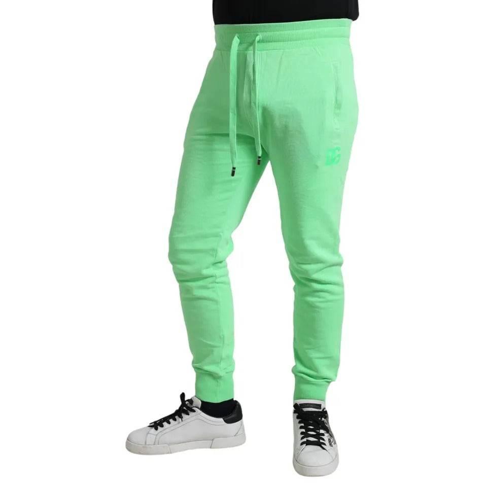 Dolce & Gabbana Neon Green Cotton Stretch Jogger Sweatpants Pants - Hilstor