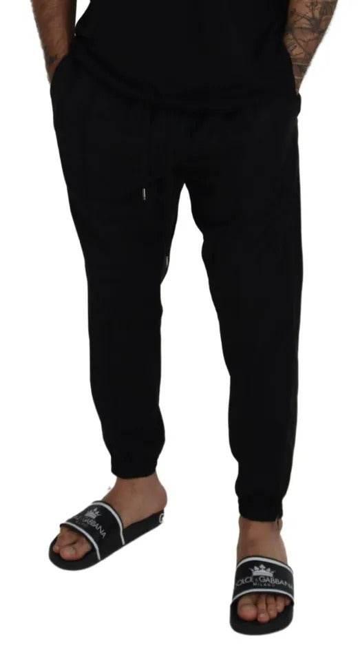 Dolce & Gabbana Black Jogger Jogging Wool Pants - Hilstor