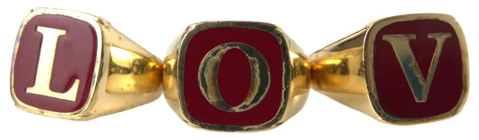 Dolce &amp; Gabbana guld messing LOVE emalje sæt med 3 ring