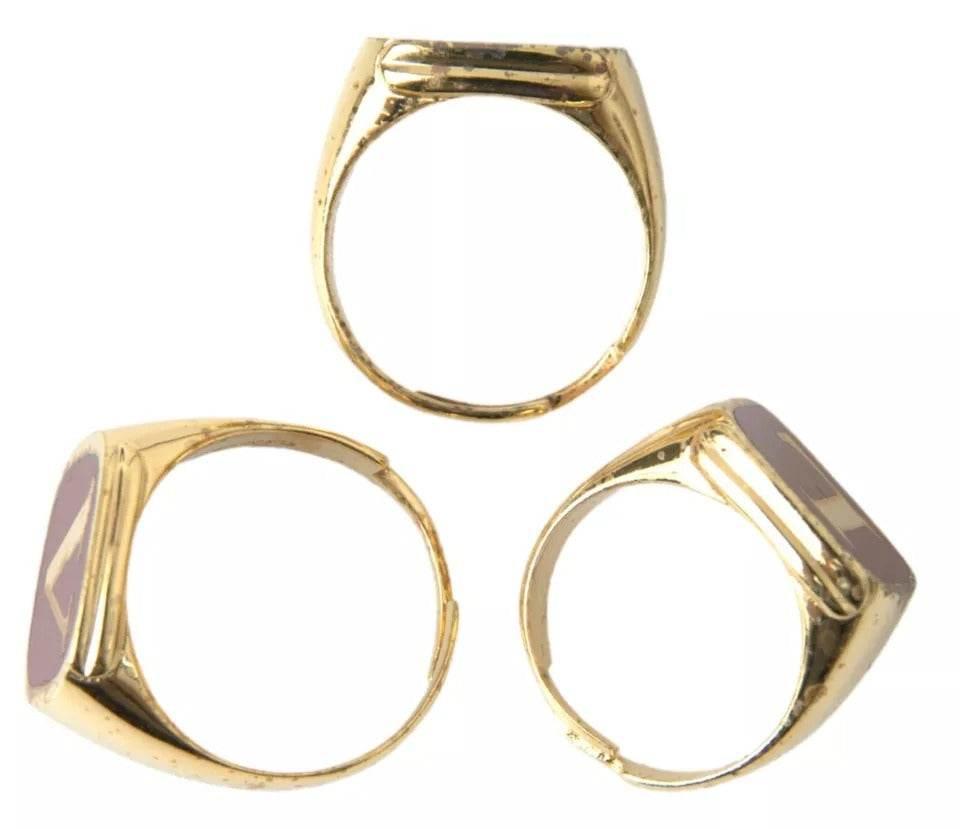 Dolce & Gabbana Gold Brass LOVE Enamel Set of 3 Ring - Hilstor