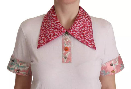 Dolce & Gabbana White Sartoria T-shirt Button Wide Collar Top - Hilstor