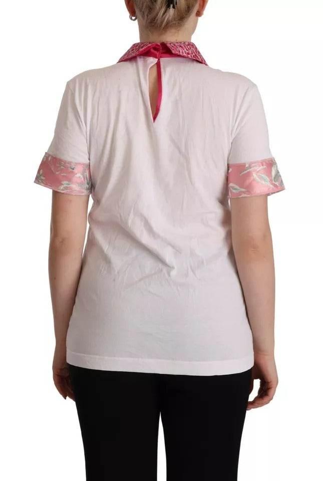 Dolce & Gabbana White Sartoria T-shirt Button Wide Collar Top - Hilstor