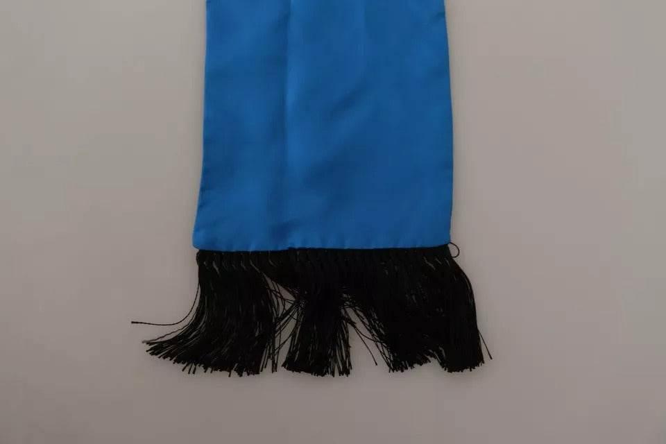 Dolce & Gabbana Royal Blue Scarf Neck Wrap Shawl Silk Scarf - Hilstor