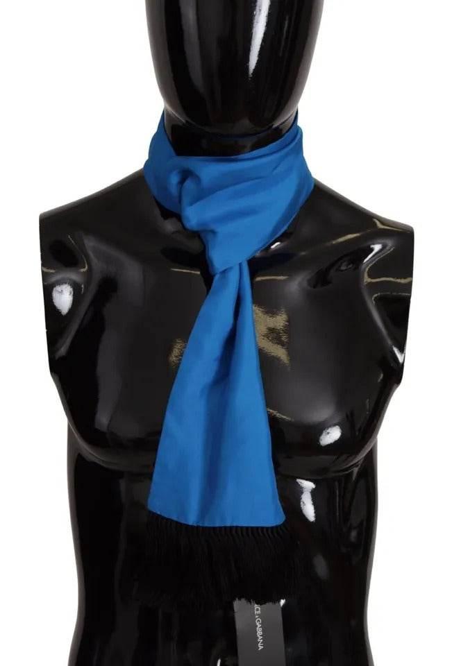 Dolce & Gabbana Royal Blue Scarf Neck Wrap Shawl Silk Scarf - Hilstor